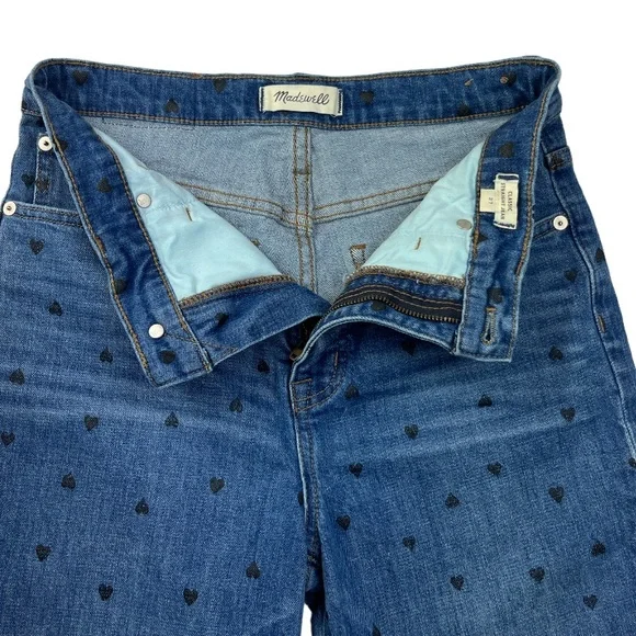 Madewell Women’s Classic Straight Jeans Heart Print Edition Harwell Wash Size 27 - Picture 6 of 10